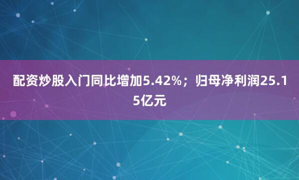 配资炒股入门同比增加5.42%；归母净利润25.15亿元